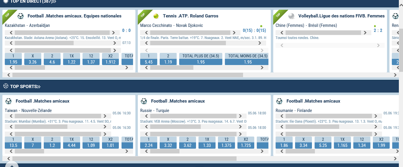 1xBet paris en ligne